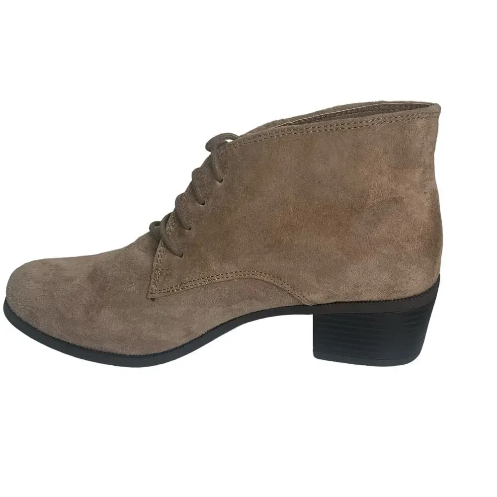 White Mountain Sz 9 Seneca Ankle Booties Taupe Beige Genuine Suede Leather Boots